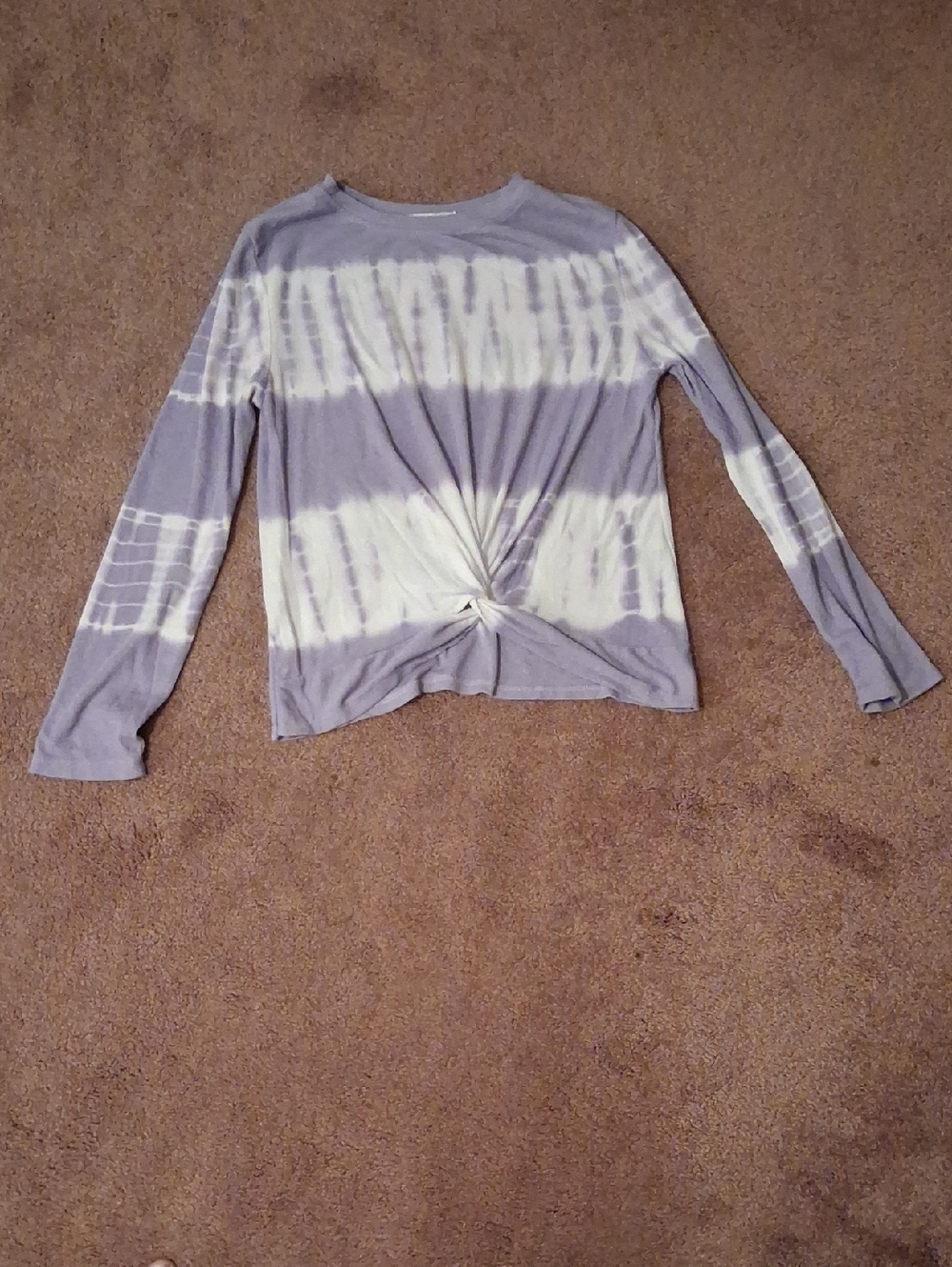 Tie-Dye Twist Front Long Sleeve Skirt - Lavender White